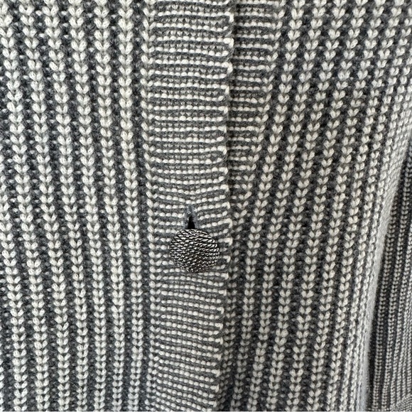 St. John Gray Wool Blend Striped Knit Button Up Cardigan Size M - Picture 6 of 16